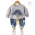 Комплект с Модерен Релеф, Деним и Добавени Елементи Fancy Jeans Grey - 2 части