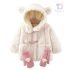 Premium Сет от Пухкаво Палто с Плюшена Вата и Ръкавички Fluffy Bear White - 2 части