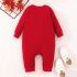 Ватиран Ромпър с Плюшена Апликация Little Reindeer Red