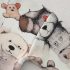 Комплект с Деним Панталон и Блузка/Суитшърт с Множество Мечета Bear Buddy White - 2 части