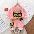 Ватиран Комплект с Плюшени Апликации и 3Д Елементи Bear Glasses Pink – 2 части