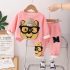 Ватиран Комплект с Плюшени Апликации и 3Д Елементи Bear Glasses Pink – 2 части