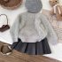 Premium Комплект от Пухкав Пуловер с 3Д Елементи и Плисирана, Кожена Пола Fashion Mystic - 2 части