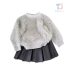 Premium Комплект от Пухкав Пуловер с 3Д Елементи и Плисирана, Кожена Пола Fashion Mystic - 2 части