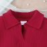 Комплект от Рипс Блузка с Класическа Яка и Плисирана Пола Plaid Elegance Red -2 части