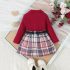 Комплект от Рипс Блузка с Класическа Яка и Плисирана Пола Plaid Elegance Red -2 части