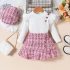 Елегантен Комплект от Блузка с Къдри, Пола и Барета от Букле Ruffle Pink Glam - 3 части