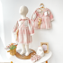 Рокля с Дълъг Ръкав, Яка Тип "Питър Пан" и Висулка Pink Teddy Plaid - 2 части