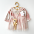 Рокля с Дълъг Ръкав, Яка Тип "Питър Пан" и Висулка Pink Teddy Plaid - 2 части