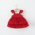 Рокля с Разливащи Къдри, Набор и 3Д Цветя Daisy Tulip Red