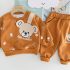 Комплект от Блузка/Суитшърт с Множество Щампи и Панталон Bill Animal Bear Caramel - 2 части