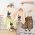 Комплект от Тениска с Модерна Апликация и Меланжиран, Къс Панталон Bunny Swag Lime - 2 части