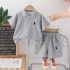 Комплект от Тениска с Класическа Яка и Къс Панталон с Бродерии Classic Polo Grey - 2 части