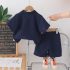 Комплект от Тениска с Класическа Яка и Къс Панталон с Бродерии Classic Polo Navy - 2 части