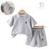 Комплект от Тениска с Класическа Яка и Къс Панталон с Бродерии Classic Polo Grey - 2 части