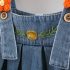 Комплект от Рипс Блуза с Буфан Ръкав и Дънков Сукман с 3Д Елементи Daisy Denim - 2 части