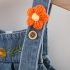 Комплект от Рипс Блуза с Буфан Ръкав и Дънков Сукман с 3Д Елементи Daisy Denim - 2 части