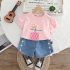 Комплект от Тениска с Буфан Ръкав, 3Д Елемент и Къс Панталон с Бродерии Hello Flowerday Pink - 2 части