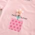 Комплект от Тениска с Буфан Ръкав, 3Д Елемент и Къс Панталон с Бродерии Hello Flowerday Pink - 2 части