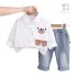 Модерен Комплект от Риза с Класическа Яка, Апликация и Деним Панталон Little Gentlebear - 2 части