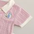 Комплект с Класическа Яка, Ефектен Релеф и Чанта за През Рамо с Перли Pink Bunny Classic – 3 части