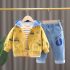 Комплект от Суитшърт с Качулка, Раирана Блузка и Деним Панталон Smiley Ride Yellow - 3 части