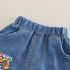 Комплект от Тениска с 3Д Елементи и Дънков, Къс Панталон Tractor Denim Build - 2 части