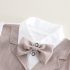 Официален Комплект от Риза с Пришит Елек и Папийонка и Къс, Панталон Beige Baron - 2 части