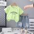 Комплект с Неонова Тениска с Пръски и Дънкови Шорти със Звезди Neon Splash Set - 2 части