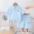 Комплект от Тениска с Класическа Яка и Къс Панталон с Бродерии Classic Polo Skyblue - 2 части