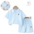 Комплект от Тениска с Класическа Яка и Къс Панталон с Бродерии Classic Polo Skyblue - 2 части