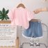 Комплект от Тениска и Къси, Дънкови Шорти с Памучна Дантела Cotton Daze - 2 части