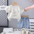 Комплект с Къс, Дънков Панталон с Протрити Зони Little Rebel Beige - 2 части
