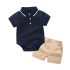 Елегантен Комплект от Боди с Класическа Яка и Къс Панталон Polo Prince Navy - 2 части