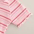 Комплект от Раирана Тениска и Дънкови Панталонки с Бохо Пискюли Riviera Stripes Pink - 2 части