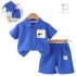 Комплект от Тениска с Класическа Яка и Къс Панталон Smart Collar Blue - 2 части