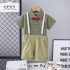 Официален Комплект с Карирана Риза, Панталон, Тиранти и Папионка Stylish Suspenders Olive - 4 части