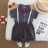 Официален Комплект с Карирана Риза, Панталон, Тиранти и Папионка Stylish Suspenders - 4 части