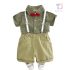 Официален Комплект с Карирана Риза, Панталон, Тиранти и Папионка Stylish Suspenders Olive - 4 части