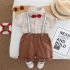 Официален Комплект с Карирана Риза, Панталон, Тиранти и Папионка Stylish Suspenders Beige - 4 части