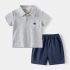 Спортно - Елегантен Комлект от Блузка с Класическа Яка и Къс Панталон Teddy Polo Grey - 2 части