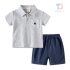 Спортно - Елегантен Комлект от Блузка с Класическа Яка и Къс Панталон Teddy Polo Grey - 2 части