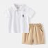 Спортно - Елегантен Комлект от Блузка с Класическа Яка и Къс Панталон Teddy Polo White - 2 части