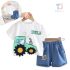 Комплект от Тениска с 3Д Елементи и Дънков, Къс Панталон Tractor Denim Build - 2 части