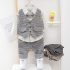 Официален, Кариран Комплект от Елек, Риза, Папионка и Панталон Classy Tux Grey - 4 части