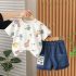Комплект от Тениска и Дънков, Къс Панталон с Контрастен Шев Jurassic Denim - 2 части