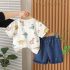 Комплект от Тениска и Дънков, Къс Панталон с Контрастен Шев Jurassic Denim - 2 части