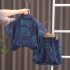 Комплект от Деним Риза със Щамповани Елемнти, Тениска и Къс Панталон Denim Doodles - 3 части