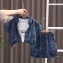 Комплект от Деним Риза със Щамповани Елемнти, Тениска и Къс Панталон Denim Doodles - 3 части