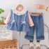 Комплект от Дънков Елек Тип Туника, Блуза и Панталон с Къдри Bella Denim - 3 части